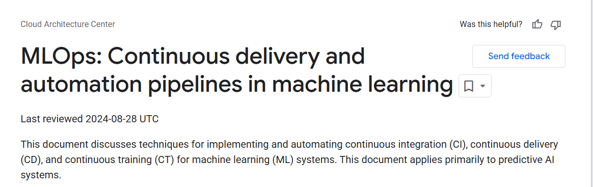 Continuous delivery and automation pipelines in machine learning